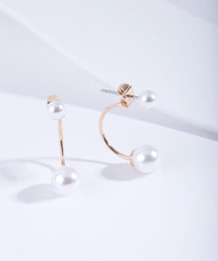 Faux Pearl Double Jacket Earrings