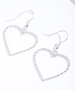 Textured Heart Cut Out Drop Earring