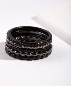 Black Fine Ring Stack