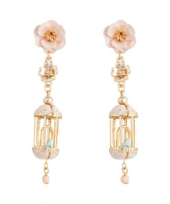 & Pastel Flower Birdcage Earrings