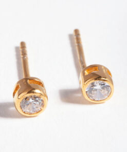 Cubic Zirconia Circle Stud Earrings