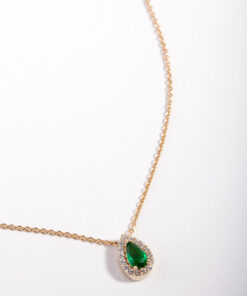 Green Pear Halo Necklace