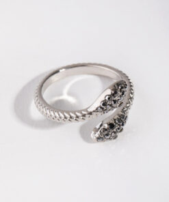 Gunmetal Crystal Snake Ring