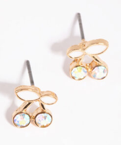 & White Cherry Stud Earrings