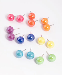 Colourful Ball Stud Earring 8-Pack