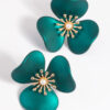 Green Statement Flower Stud Earrings