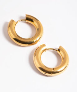 Stainless Steel Chunky Medium Hoop Earrings