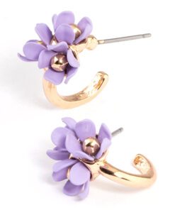 Purple Mini Flower Cluster Earrings