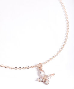 Rose Asymmetrical Butterfly Necklace