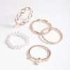 Rose Pearl & Twist Ring 5-Pack