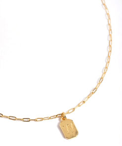 Letter W Rectangle Pendant Initial Necklace