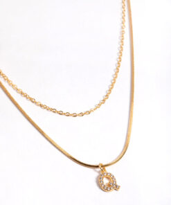 Letter Q Layered Initial Necklace