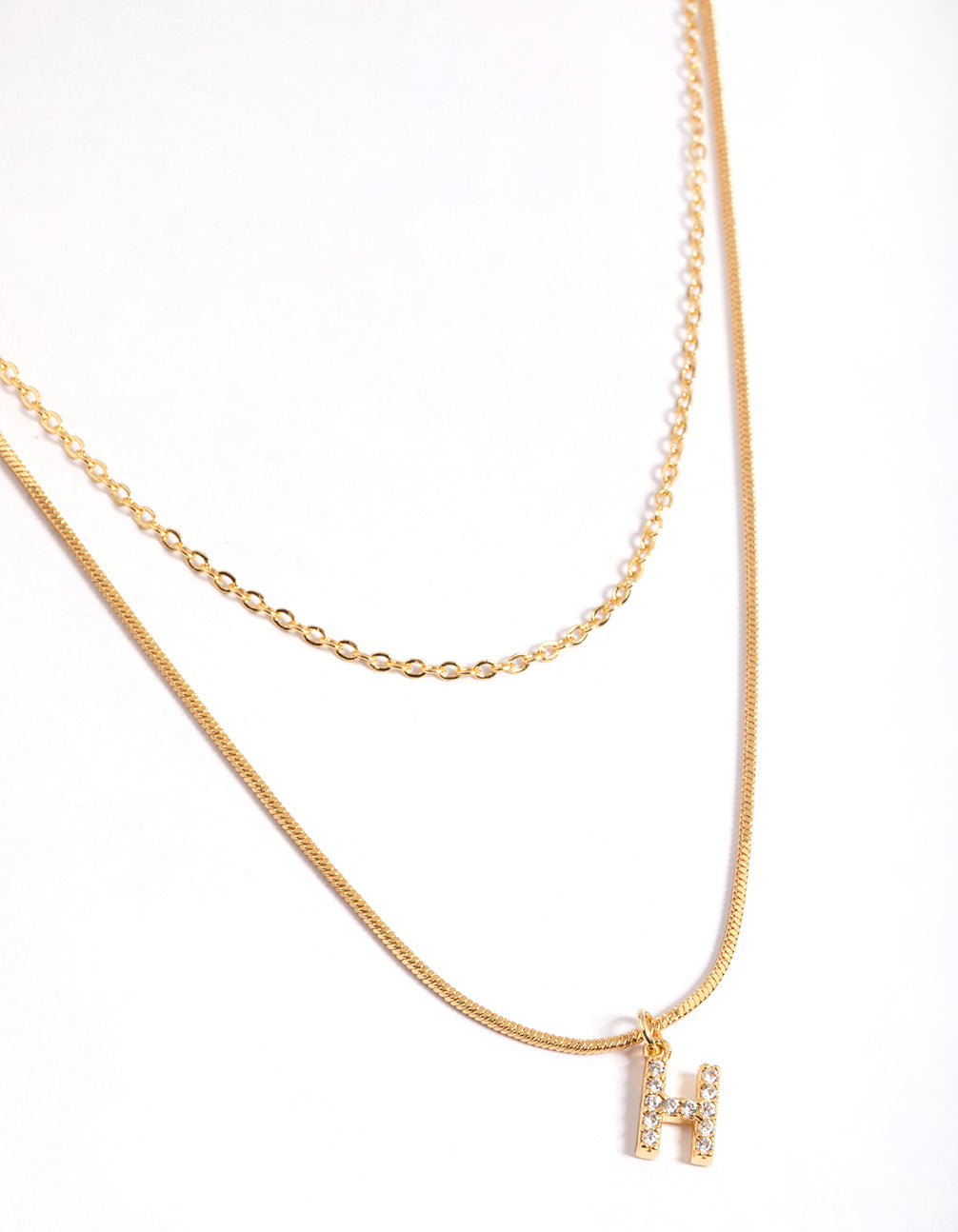 Letter H Layered Initial Necklace