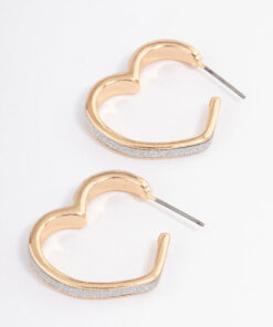 Glitter Heart Hoop Earrings