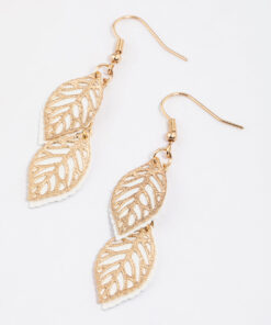 White Filigree Coated Petal Drop Earrings