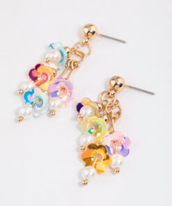 Chain Sequin Flower Drop Earrings