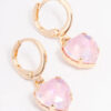 Pink Heart Huggie Earrings
