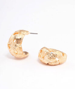 Woven Textured Teardrop Hoop Earrings