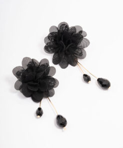 Black Layered Flower Earrings