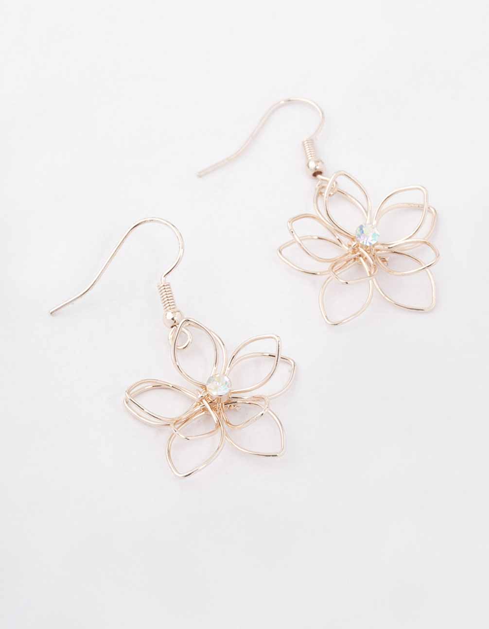 Rose Wire Flower Drop Earrings