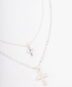 Mixed Texture Cross Necklace