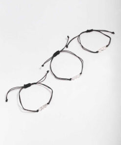 Black Cord Heart Bracelet 3-Pack