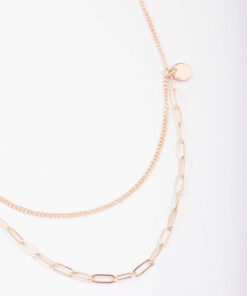 Rose Curb & Cable Layered Necklace