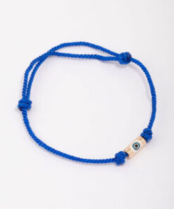 Blue Fabric Evil Eye Cord Adjustable Bracelet