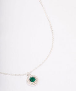 Emerald Halo Pendant Necklace