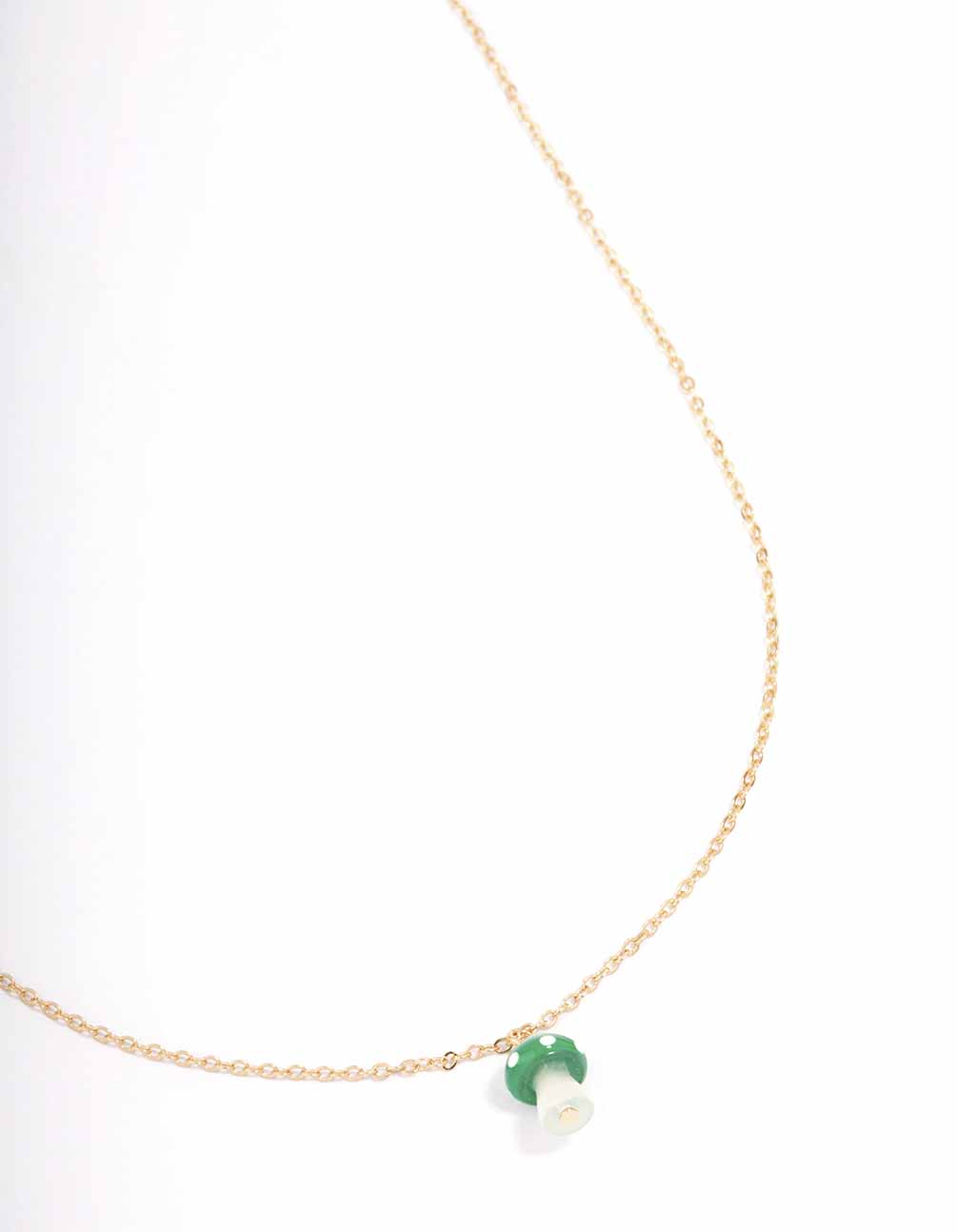 & Green Mushroom Pendant Necklace