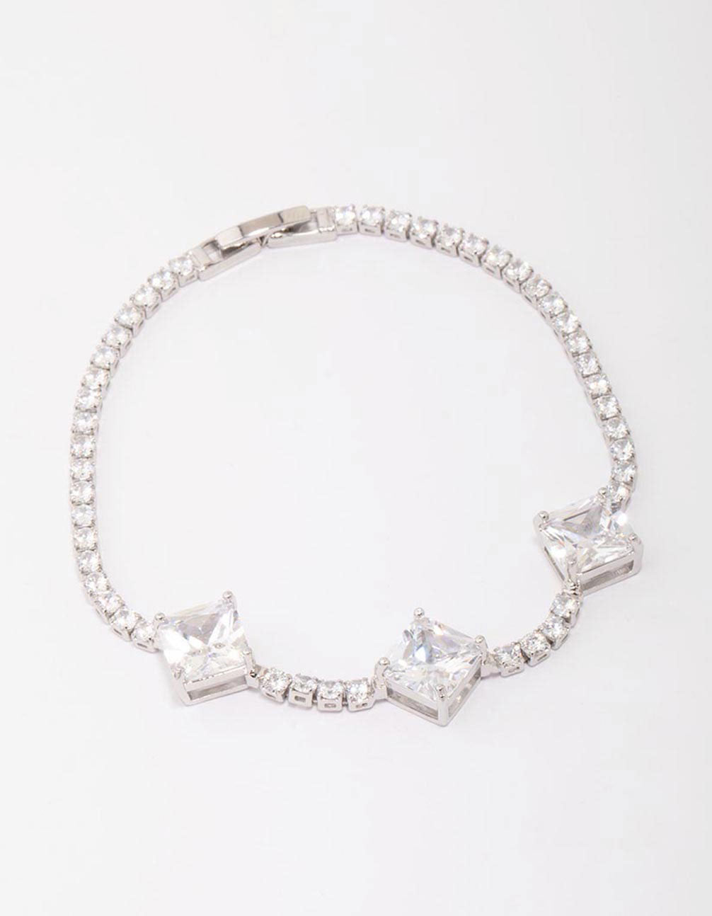 Rhodium Square Bracelet