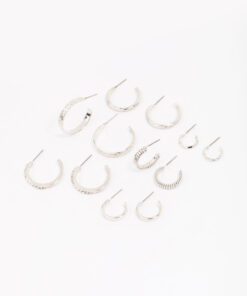 Rhodium Hoop Earring 6-Pack