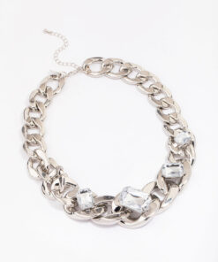 Rhodium Chunky Short Chain Necklace