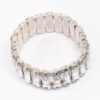 Rhodium Rectangular Stone Stretch Bracelet