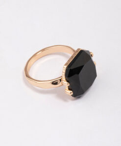 Emerald-Cut Black Stone Ring