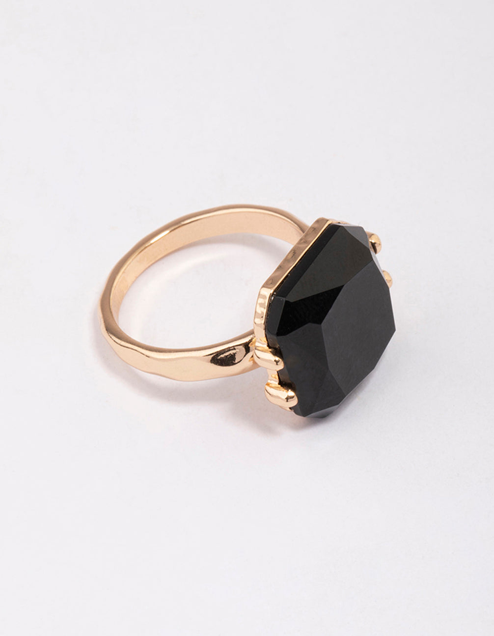 Emerald-Cut Black Stone Ring