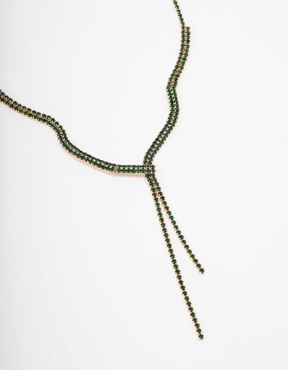 Dainty Emerald Ribbon Lariat Necklace
