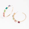 Rainbow Cluster Hoop Earrings