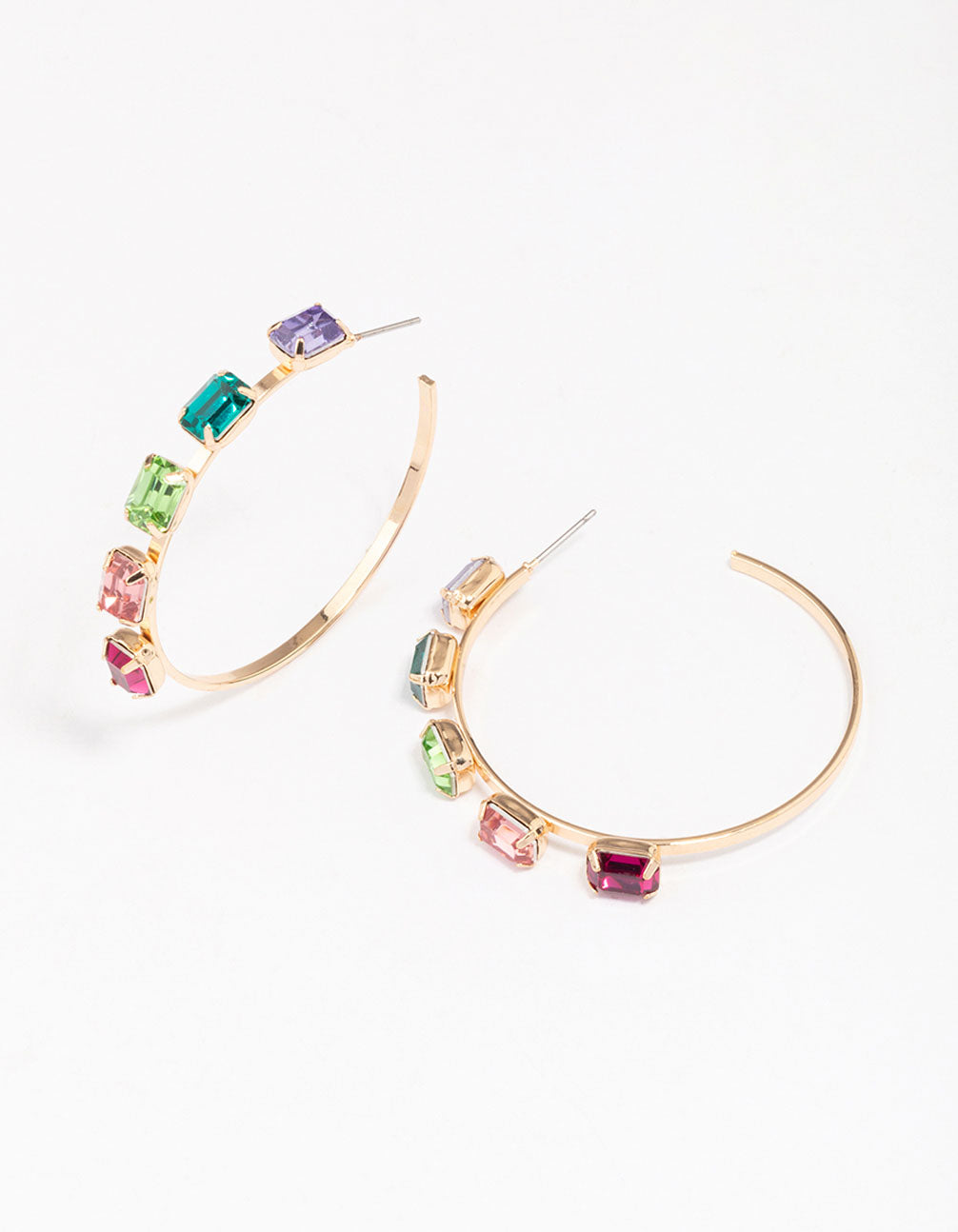 Rainbow Cluster Hoop Earrings