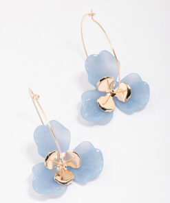 & Blue Large Wire Hoop Earrings