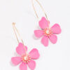 Pink Wire Flower Hoop Earrings