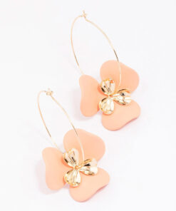 Large Flower Wire Hoop Earrings