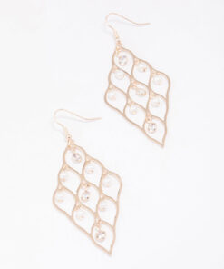 Rose Diamond Cut Out Pearl Earrings