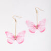 & Pink Fabric Butterfly Earrings