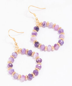 Wire Pear Beaded Earrings