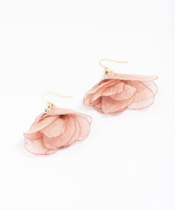 Layered Fabric Flower Earrings