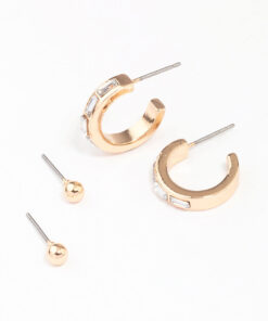 Rectangular Hoop & Stud Earring Pack