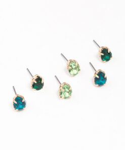 & Green Pear Stud Earring 3-Pack