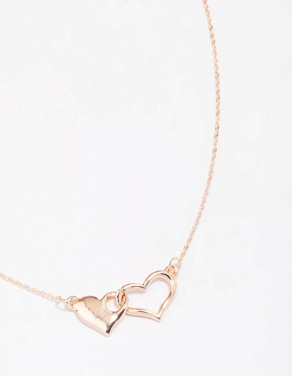 Rose Solid Interlocking Heart Pendant Necklace