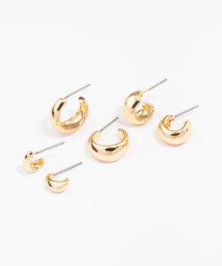 Mixed Gradual Simple Hoop Earring 3-Pack